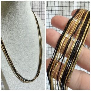 Black and Gold 10 Chain Necklace